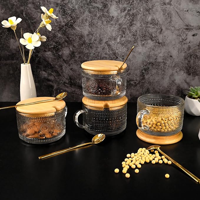 Vintage Coffee Tea Cups, 14 oz Glass Tea Coffee Mugs - Image 4