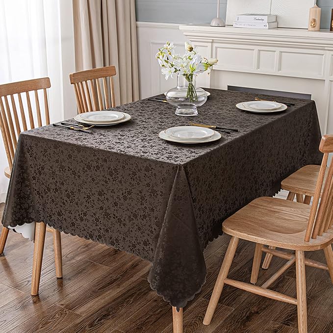 Smiry Rectangle Table Cloth, Waterproof Heavy Duty Vinyl Tablecloths, Wipeable Washable Table Cover for Kitchen and Dining Room (Coffee, 54" X 120")