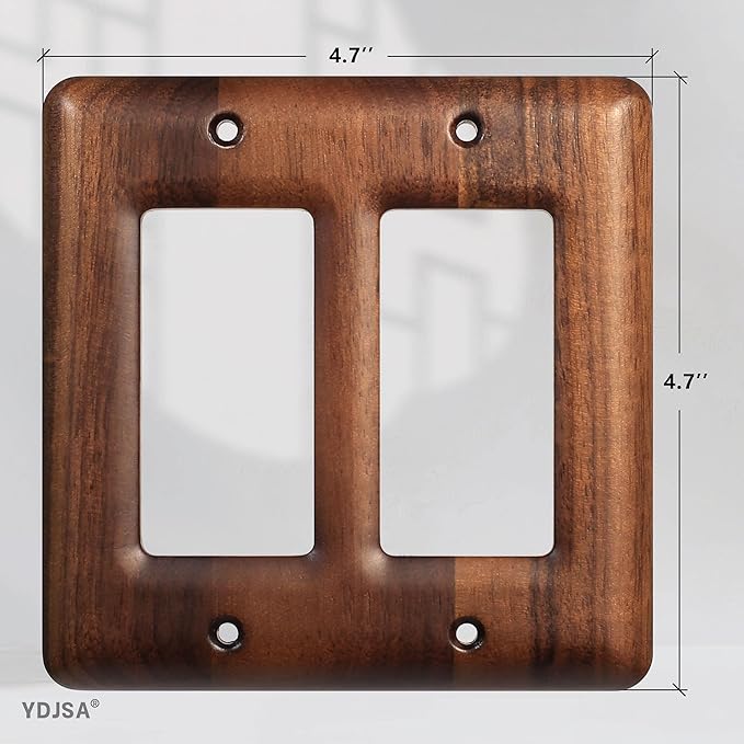 Two Light Switch Cover Plate Solid Walnut Decorative 2-Gang Light Switch Cover, Premium Wooden Wall Plate