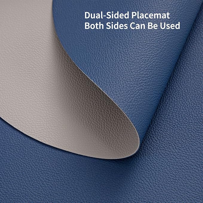 Myir JUN 15 Inches Round Placemats Set of 4 Faux Leather Place Mats | - Image 3