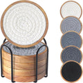 Wood Coasters for Drinks, Eykao Absorbent Coaster Sets of 5, Woven Drink by Eykao