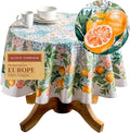 Maison d' Hermine Table Cloth Round Table 100% Cotton 69 Round Inches Tablecloth Reusable Decorative for Dining Room Farmhouse Home Valentines Day Decorations Spring Summer - Agrume