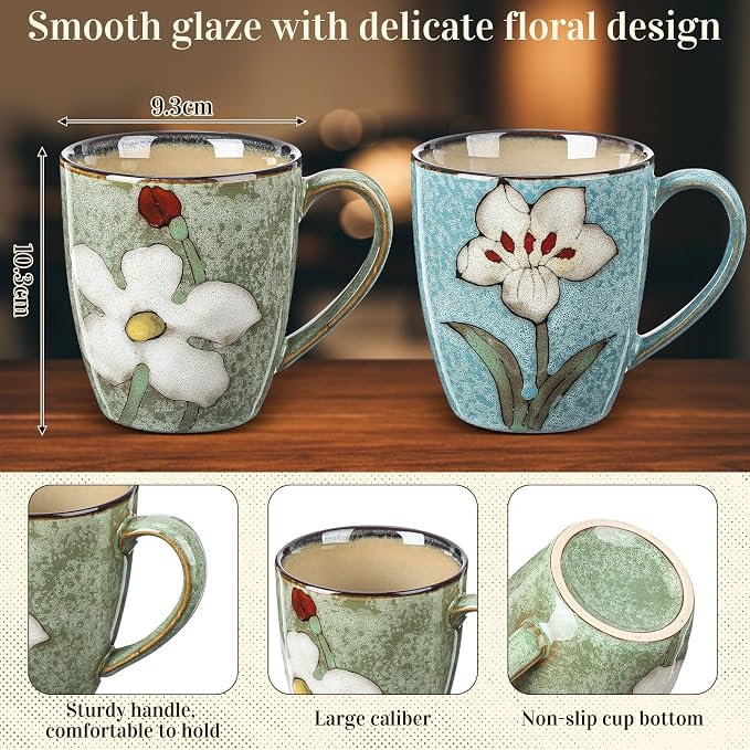 Maxdot 12oz Ceramic Coffee Mugs, Glazing Process Coffee Cup - Image 2