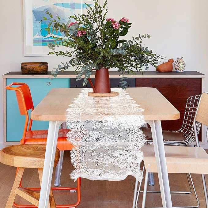 20 Pcs White Lace Table Runners 14 x 120 Inch - Image 5