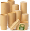 100 Pack 4oz Paper Soup Containers with Vented Lids, Disposable Food Containers Kraft Ice Cream Cups Dessert Soup Bowls, Microwavable and Freezer Safe for Hot Soup, Ice Cream (100 Pcs - Kraft, 4 oz)