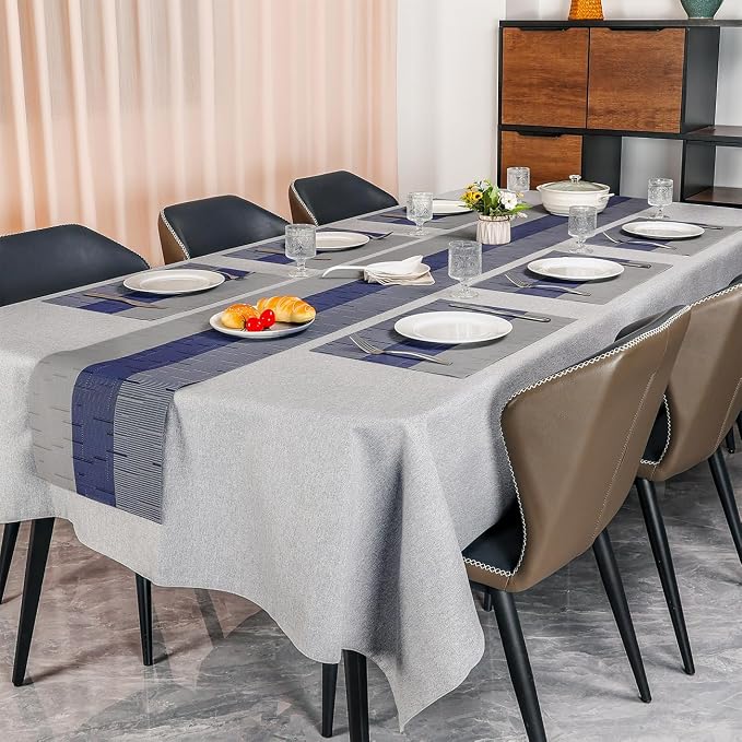Table Runner 88 Inches Long, Vinyl Woven Farmhouse Table Runners | Washable - Image 6
