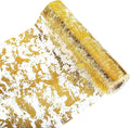 Gold Table Runner 11 Inch x 32 Feet Inches, Glitter Metallic Mesh Table Runner by Sunlunckystar