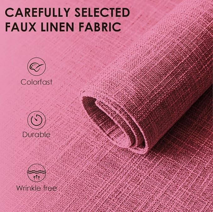 Placemats Set of 8, Bilayer Thickened Linen Place Mats Heat Resistant Machine Washable Wrinkle Free Carefully Selected Polyester Mats for Kitchen/Dining/Coffee Table (Pink)