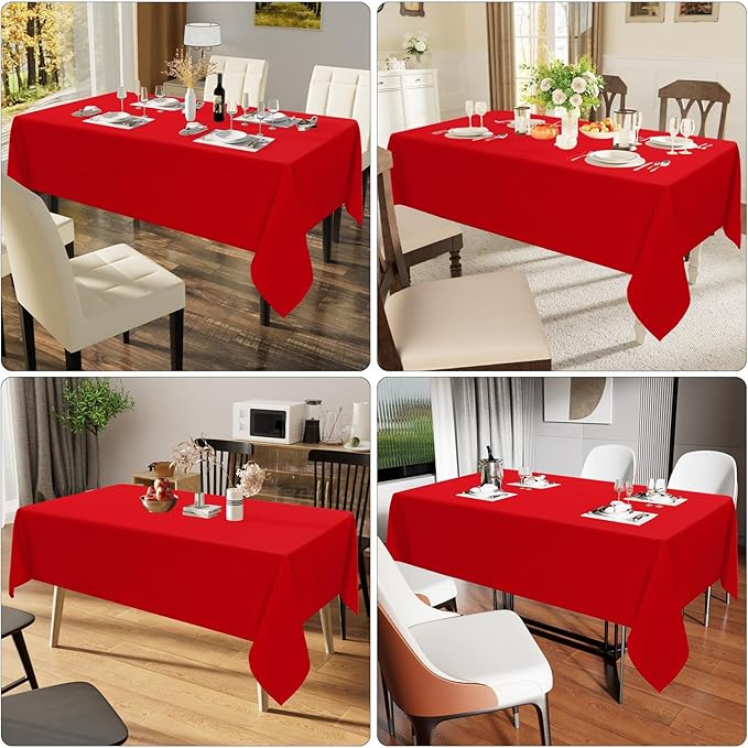 Smiry Rectangle Table Cloth, Waterproof Anti-Scratch Polyester Tablecloth, Decorative Washable Fabric Table Cover for Dining, Buffet, Parties and Outdoor, 54x108, Red