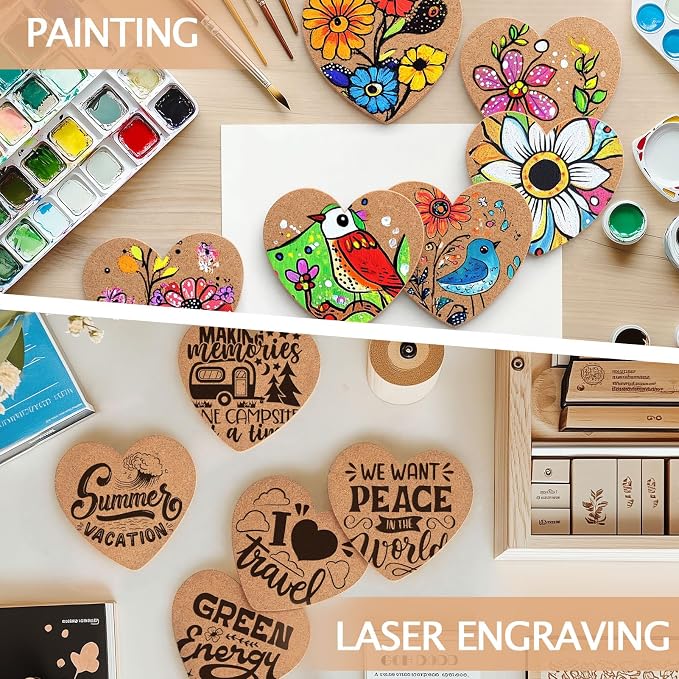 60 PCS Cork Coasters for Laser Engraving, Thick Absorbent Blank Coasters | 4 - Image 6