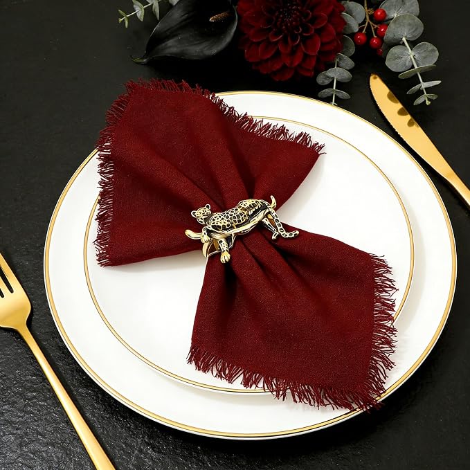 Gold Leopard Napkin Rings Set of 12 Fall Safari Napkin Rings - Image 4