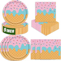40 Pcs Ice Cream Plates and Napkins Party Supplies, Disposable Ice Cream Paper by ZJJZOAA