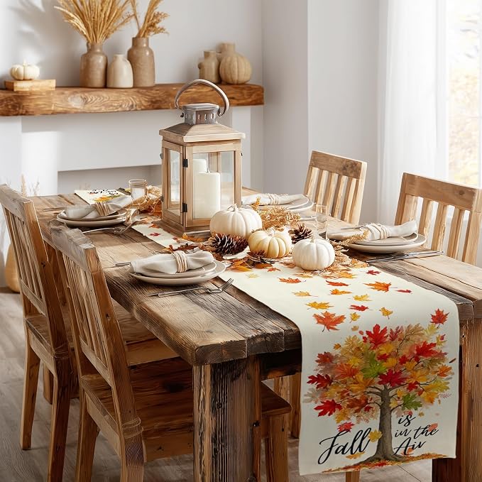 Fall Table Runner 13 x 36 Inch, Maple Leaves Autumn Farmhouse Decor - Image 8