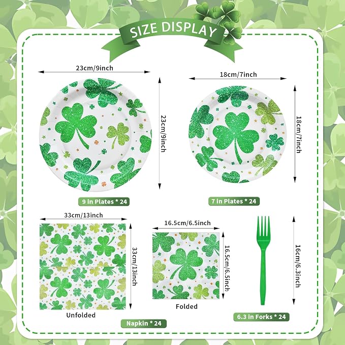 96 Pieces St. Patrick's Day Shamrock Tableware Party Supplies - Image 2