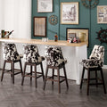 Counter Height Bar Stools Set of 4 Swivel Velvet Kitchen Stool Chairs with Back Mid Century Modern Barstool with Distressed Wood Legs for Dining Bar, Cow