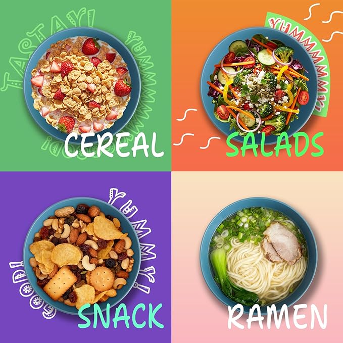 26 OZ Wheat Straw Bowls Set of 6, Reusable Plastic Kitchen Bowls, Unbreakable Bowls Set for Cereal, Salad, Snack, Soup, Ideal for Indoor & Outdoor, Microwave & Dishwasher Safe, Blue