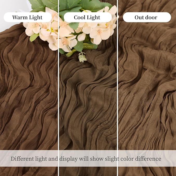 3 Pack Brown Cheesecloth Table Runner, 17 x 108 Inch, Gauze Cheese Cloth Table - Image 6
