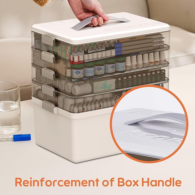 Citylife 5-Tier Medicine Organizer, Portable Medicine Cabinet First Aid Kit with Handle, Multi-Purpose Organizer for Family First Aid, Home, Travel