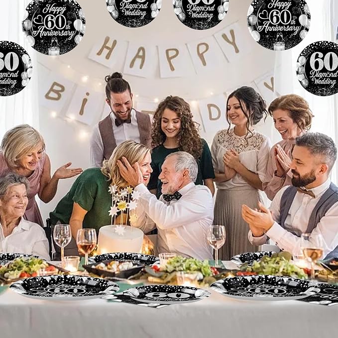 Greencian 96Pcs 60th Wedding Anniversary Decorations, Serves 24 | Anniversary - Image 2