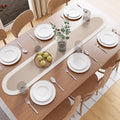 Encasa XO Dining Table Runner, Handmade Ribbed Cotton 12"x54" Beige & Off White by EncasaXO