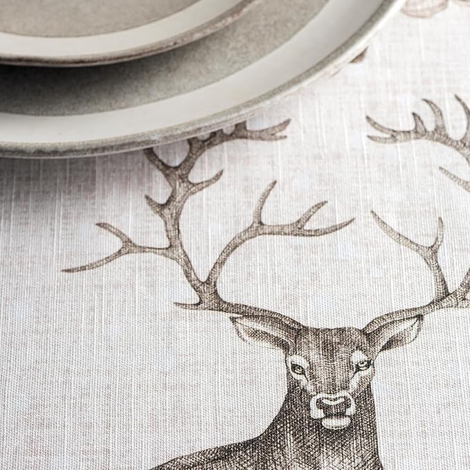 Maison d' Hermine Table Cloth Round Table 100% Cotton 63 Inches Fall Tablecloth Reusable Everyday Use for Thanksgiving Christmas Decorations Dining Farmhouse Party (Christmas Dew)