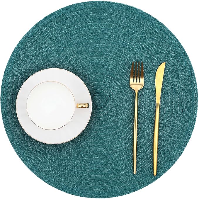 SHACOS Round Placemats Set of 8 Woven Braided Table Placemats 15 inch Circle - Image 9