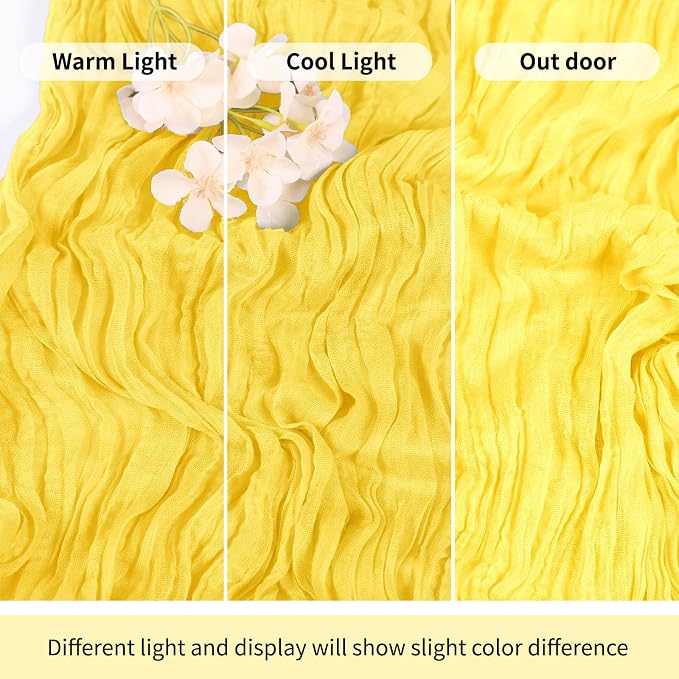 6 Pack Lemon Yellow Cheesecloth Table Runner 17x108 Inch Semi Sheer Boho Gauze - Image 7