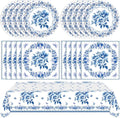 41Pcs Blue White Floral Party Decorations Disposable Tableware Set Serves 20 by Mainivo
