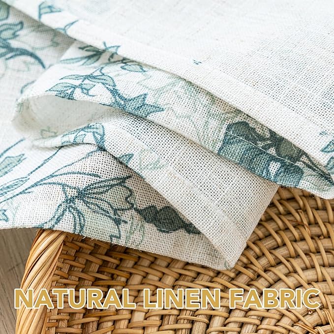 H.VERSAILTEX Linen Table Cloths Floral Printed Tablecloth Spill-Proof Waterproof Table Cover for Dining Buffet Feature Soft and Thick Fabric Wrinkle Free, 60 x 104 Inch, Retro Floral - Sage