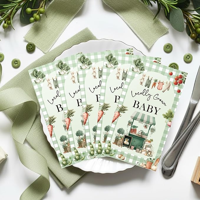 Locally Grown Baby Shower Decorations - 100 Pcs Farmers Market Vegetable Paper Disposable Party Napkins Sets Bulk Dinner Decorative Guest Table Supplies Decor for Gender Reveal 7.9 x 4.3 In