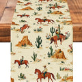 Western Boy Horse Burlap Table Runner Seasonal Spring Fall Kitchen Dining Linen by Worltoldb