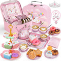 Tea Party Set for Little Girls, Toddler Girl Toys Kids Kitchen Pretend Playset by iAOVUEBY