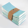 Fingercraft Dinner Cloth Napkin Cotton Linen Blend 12 Pack Mitered Corners with Elegant Lace for Everyday Use Napkins are Pre Shrunk and Good Absorbency Sky Blue, 20in x 20in (Set of 12)