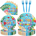EUOYUFO 96Pcs School's Out for Summer Paper Plates Napkins Forks End of School by EUOYUFO
