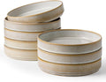 famiware Star 8.25" Pasta Bowls Set of 8, Bowl Plates, Cappuccino White | by Famiware