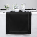 Solino Home Linen Black Table Runner 36 Inches - Classic Hemstitch, 100% Pure Linen Coffee Table Runner 14 x 36 Inch Ideal for Dresser Tables - Winter, Spring, Easter