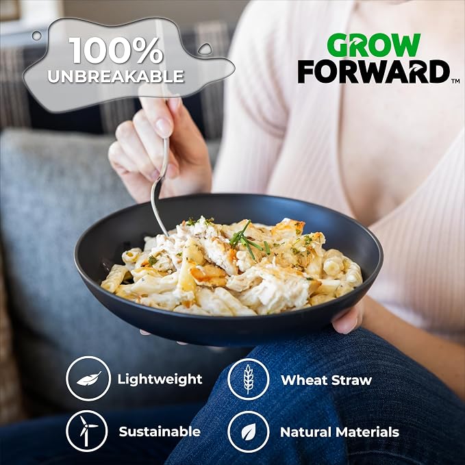 Grow Forward Premium Wheat Straw Pasta Bowls - 42oz Unbreakable Wide & Shallow - Image 4