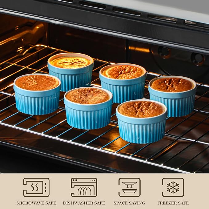 MALACASA Ramekins 8 oz Oven Safe, Large Ceramic Souffle Dishes - Image 4