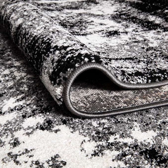 Keen Home Design Area Rugs - 2x18 Non-Shedding, Abstract Rugs for Kitchen, Living Room, Bedroom, Dining Room, Entryway - Size: 2'8" x 18', Abstract Black