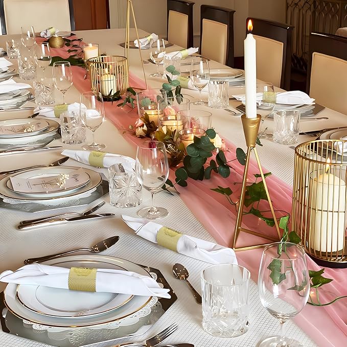 Christmas Napkin Rings Set of 50, 2 Colors in 1, Reusable Adjustable Napkin Bands for Holiday Parties, Wedding, Thanksgiving Table Decor, Waterproof Tear-Proof (Gold) Great Gift Idea