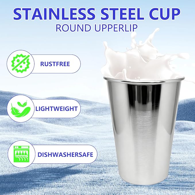 20oz 60PCS Stainless Steel Pint Cups, Reusable metal Cups, Drinking | Pint - Image 4