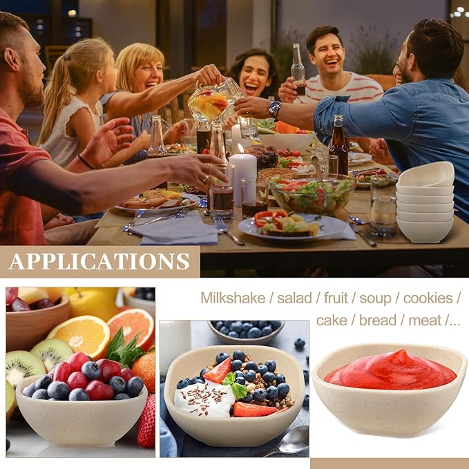 Gejoy 50 Pcs Wheat Straw Dipping Saucers Bowls 4.5 oz Unbreakable Small Soy Sauce Dishes Mini Prep Cups Dessert Snack Bowls Microwave Dishwasher Safe for Side Dish, Snacks, BBQ, Ketchup(Beige)