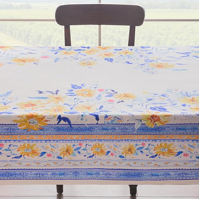 Maison d' Hermine Table Cloth Rectangle Table 100% Cotton 60 x 90 Inches Tablecloth Reusable Decorative for Dining Room Farmhouse Home Valentines Day Decorations Spring Summer - Girassol