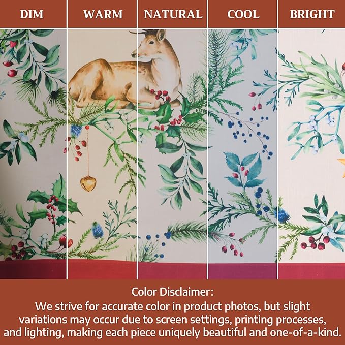 Maison d' Hermine Table Cloth Rectangle Table 100% Cotton 70 x 108 Inches Fall Tablecloth Reusable Everyday Use for Thanksgiving Christmas Decorations Dining Farmhouse Party (Holly Time)