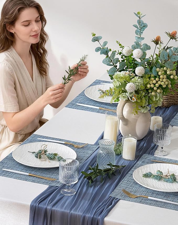 Leetaltree Deep Navy Woven Placemats Set of 12 - Image 3
