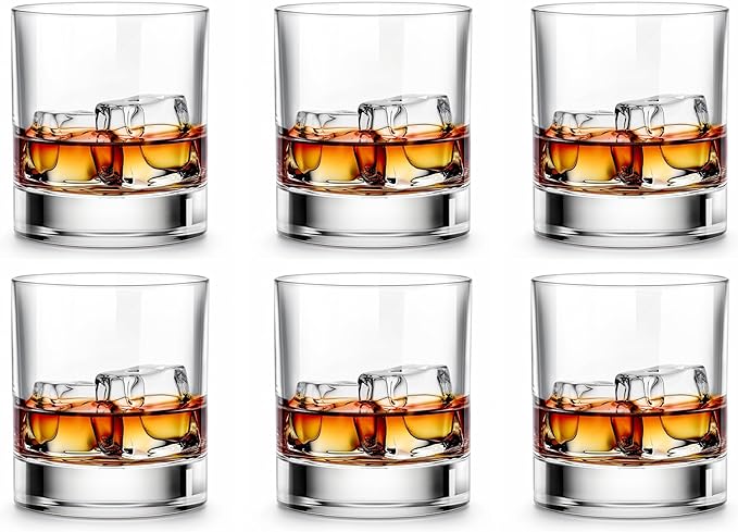 LUXU Whiskey Glasses-Premium 11 OZ Scotch Glass Set of 6 /Old Fashioned Whiskey Glasses/Style Glassware for Bourbon/Rum glass,Clear