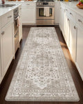 Color&Geometry Kitchen Floor Mats Anti Fatigue, Cushioned Boho Rugs,Waterproof Non Slip Kitchen Runner for Sink, Standing Mats for Office,24"x87",Beige