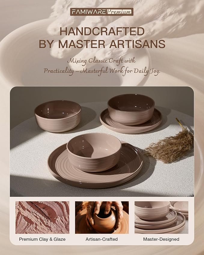 Stoneware Dinnerware Sets for 4, Plates and Bowls, Chip & Scratch Resistant - Image 6