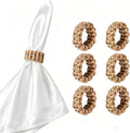 Braided Jute Napkin Rings Set of 6, Minimalist Round Woven Napkin Holders by Unknown