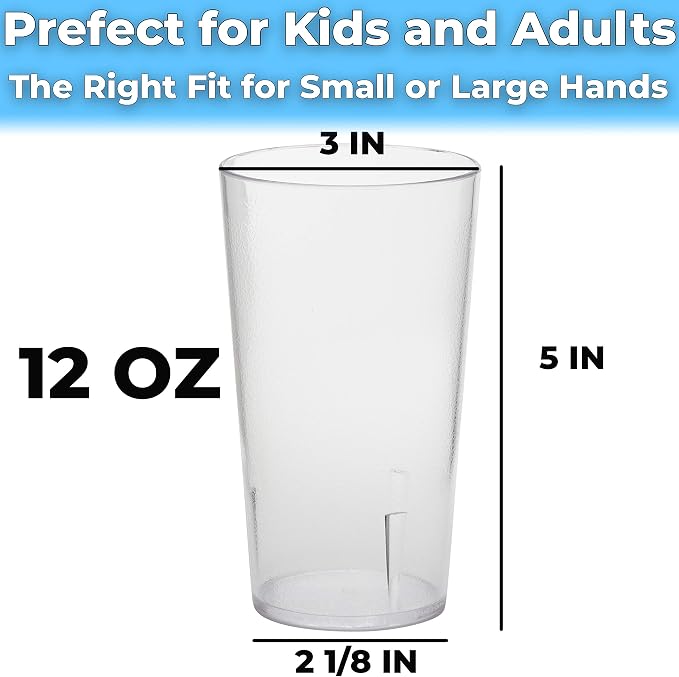 Restaurant Grade, BPA-Free 12oz Clear Plastic Cups 6pk. Super Durable, Break - Image 6